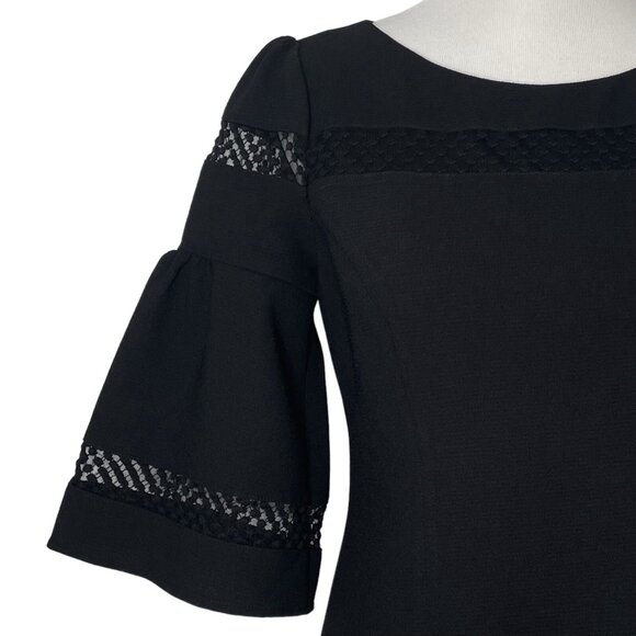 Talbots Womens Sheath Dress Size 4 Lined 3/4 Bell Sleeves Mesh Detail Zip Back - Picture 4 of 9